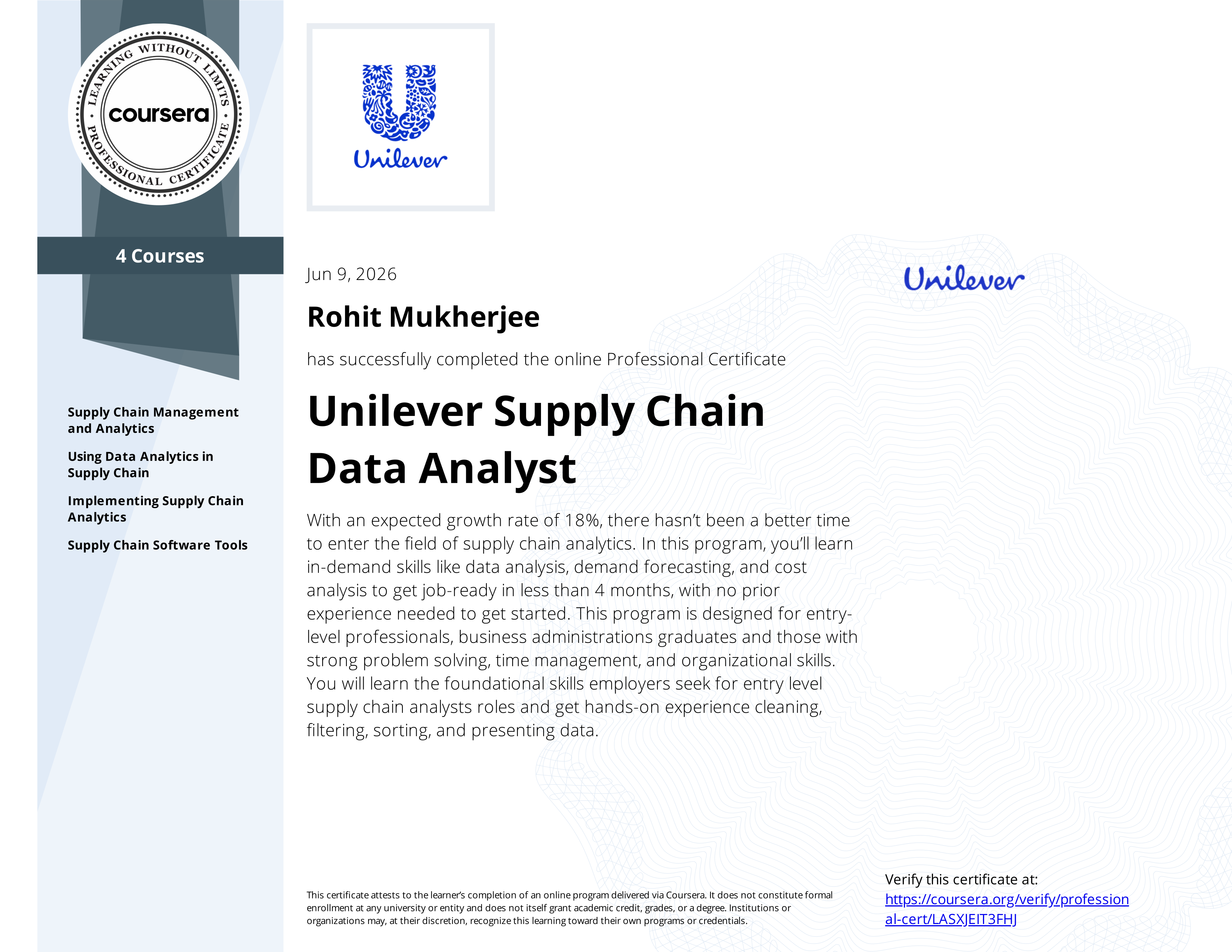 Unilever Supply Chain Data Analyst